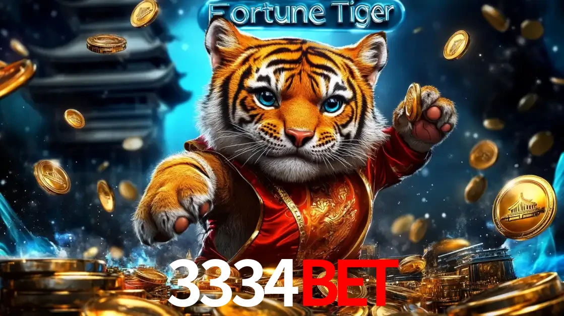 Imagem promocional do jogo de slot Fortune Tiger, com um tigre majestoso em traje tradicional cercado por uma fortuna em moedas de ouro, disponível agora no cassino 3334bet.